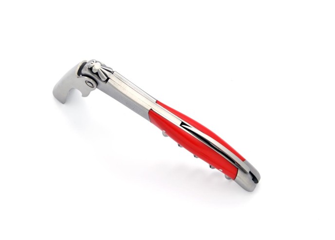 Sommelier Laguiole manche fin en corian blanc, 2 mitres inox mat, lavable en machine