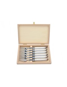 Coffret de fourchettes de table Laguiole, mitres inox brillant, manche fin en corian blanc 2