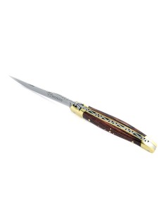 Laguiole pliant, 10 cm, abeille forgée, lame seule, mitres laiton, manche en bois de violette