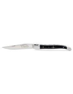Laguiole pliant, 10 cm, abeille forgée, lame seule, mitres inox mat, manche en bois d'ébène 2