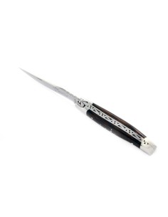 Laguiole pliant, 10 cm, abeille forgée, lame seule, mitres inox brillant, manche en bois de palmier
