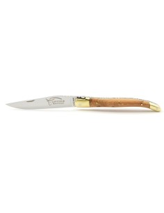 Laguiole pliant, 10 cm, abeille forgée, lame seule, mitres laiton, manche en genévrier cade 2