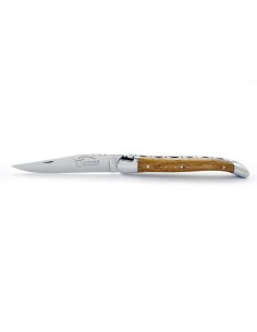 Laguiole pliant, 10 cm, abeille forgée, lame seule, mitres inox brillant, manche en chêne de barrique 2