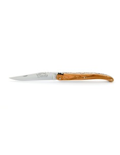 Laguiole pliant, 11 cm, abeille forgée, lame seule, plein manche, bois d'olivier 2