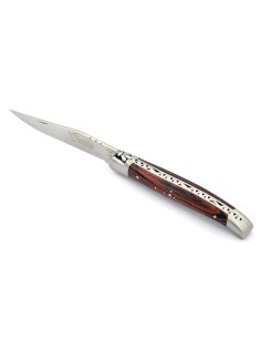 Laguiole pliant, 11 cm, abeille forgée, lame seule, mitres inox mat, manche en bois de violette