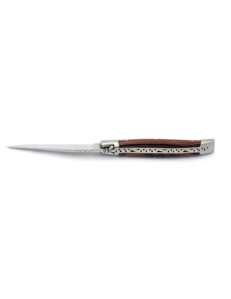 Laguiole pliant, 11 cm, abeille forgée, lame seule, mitres inox mat, manche en bois de violette