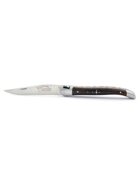 Laguiole pliant, 11 cm, abeille forgée, lame seule, mitres inox mat, manche en bulnésia