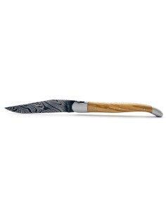 Laguiole 12 cm, franc-maçon, lame acier Damas, manche en olivier 2