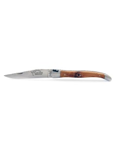 Laguiole pliant 11 cm,  abeille forgée, lame seule, ciselé dessus-dessous,  mitres inox mat, manche genévrier cade 2