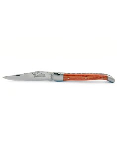 Laguiole pliant, 12 cm, abeille forgée, lame seule, ciselé dessus-dessous, mitres inox mat, manche bois de rose 2