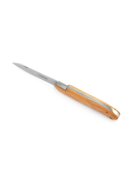 Laguiole pliant "Antique" 12 cm, abeille forgée lisse, plein manche inox brillant, manche genévrier cade