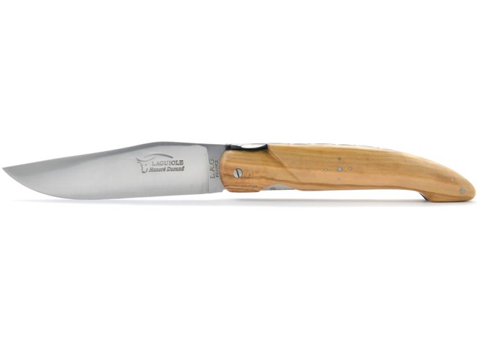 Laguiole Pliant de Chasse, 13.5 cm, plein manche, bois d'olivier