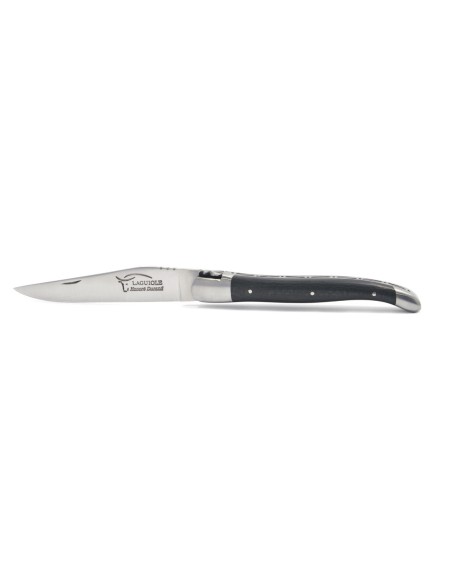 Laguiole pliant, 12 cm, abeille forgée, lame seule, mitres inox mat, manche en fibres de carbone sans croix du berger