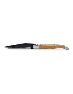 Laguiole pliant, 12 cm, abeille forgée, lame brut de forge, mitres inox mat, manche en olivier 2