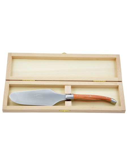 Pelle à tarte Laguiole. Finition inox mat avec manche galbé en bois de rose