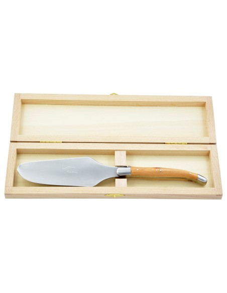 Pelle à tarte Laguiole. Finition inox mat avec manche galbé en genévrier-cade