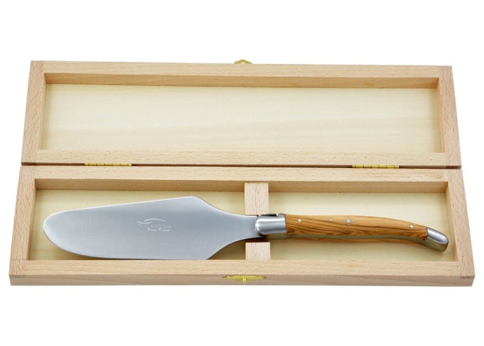 Pelle à tarte Laguiole. Finition inox mat avec manche galbé en bois de rose