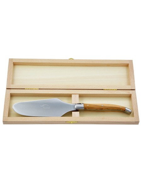 Pelle à tarte Laguiole. Finition inox mat avec manche galbé en bois de rose