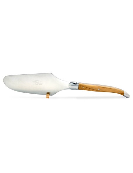 Pelle à tarte Laguiole. Finition inox mat avec manche galbé en bois d'olivier