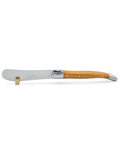 Couteau à beurre Laguiole. Finition inox brillant avec manche galbé en bois d'olivier