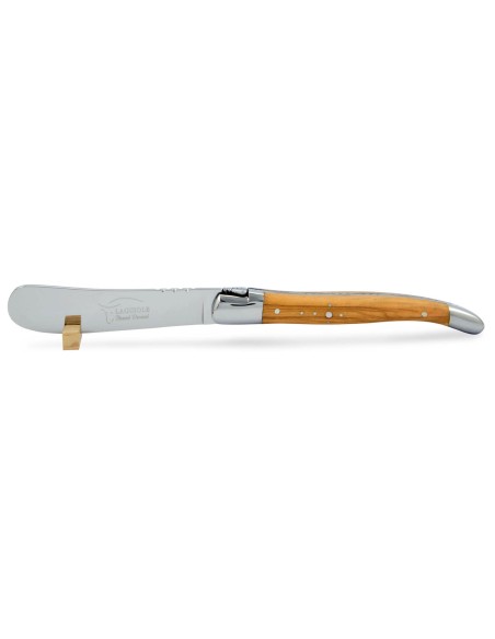 Couteau à beurre Laguiole. Finition inox brillant avec manche galbé en bois d'olivier