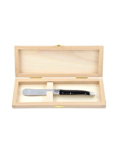 Couteau à beurre Laguiole. Finition inox brillant avec manche galbé en bois d'ébène 2