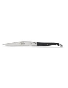 Coffret de couteaux de table avec mitres inox brillant, lavables en machine, manche fin en corian noir 2