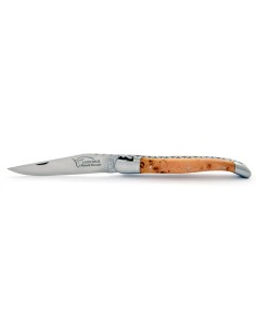 Laguiole pliant, 12 cm, abeille forgée, lame seule, mitres inox mat, manche genévrier cade 2