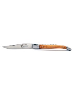 Laguiole pliant, 11 cm, abeille forgée, lame seule, mitres inox mat, manche en olivier 2