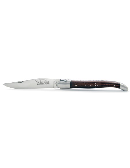 Laguiole pliant, 12 cm, abeille forgée, lame seule, mitres inox mat, manche bois de violette