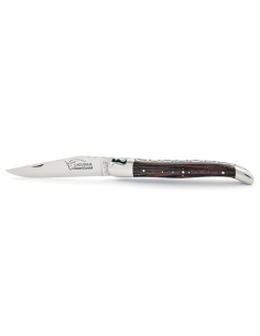 Laguiole pliant, 12 cm, abeille forgée, lame seule, mitres inox brillant, manche bois de violette 2