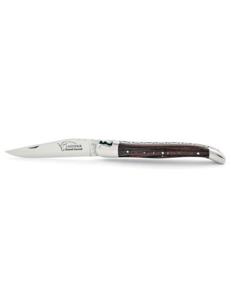 Laguiole pliant, 12 cm, abeille forgée, lame seule, mitres inox brillant, manche bois de violette