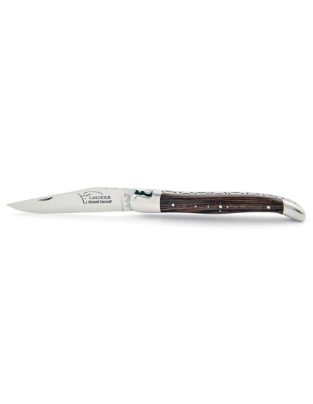 Laguiole pliant, 11 cm, abeille forgée, lame seule, mitres inox brillant, manche en bois de violette