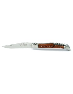 Laguiole pliant, 12 cm, abeille forgée, lame & tire-bouchon, manche bois de violette 2