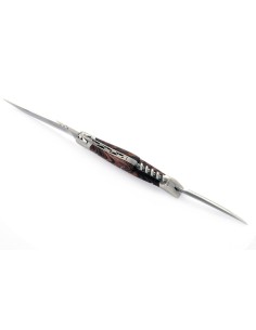 Laguiole pliant, 12 cm, abeille forgée, lame & tire-bouchon & poinçon, mitres inox mat, manche bois de violette