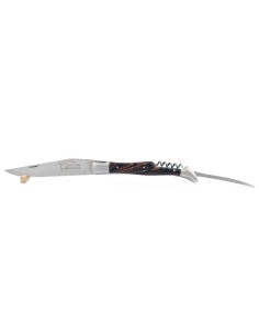 Laguiole pliant, 12 cm, abeille forgée, lame & tire-bouchon & poinçon, mitres inox mat, manche bois de violette 2
