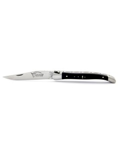 Laguiole pliant, 11 cm, abeille forgée, lame seule, mitres inox mat, manche en ébène 2