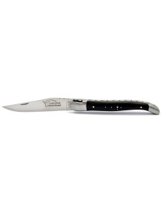 Laguiole pliant, 12 cm, abeille forgée, lame seule, mitres inox mat, manche en bois d'ébène 2