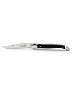 Laguiole pliant, 11 cm, abeille forgée, lame seule, mitres inox brillant, manche bois d'ébène 2