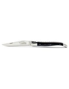 Laguiole pliant, 12 cm, abeille forgée, lame seule, mitres inox brillant, manche en bois d'ébène 2
