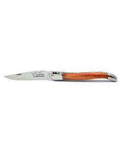 Laguiole pliant, 12 cm, abeille forgée, lame seule, mitres inox brillant, manche bois de rose 2