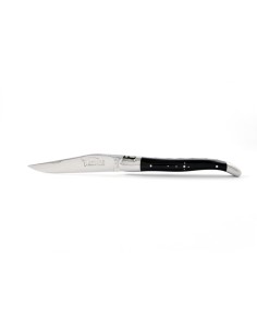 Laguiole pliant, 12 cm, abeille forgée, lame seule, mitres inox brillant, manche en pointe de corne (foncée) 2