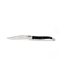 Laguiole pliant, 11 cm, abeille forgée, lame seule, mitres inox brillant, manche en pointe de corne (foncée) 2