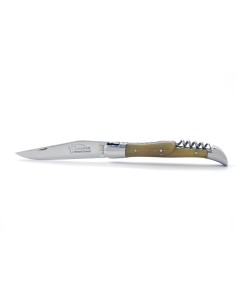 Laguiole pliant, 12 cm, abeille forgée, lame & tire-bouchon, mitres inox brillant, manche pointe de corne 2
