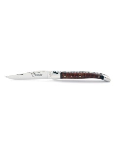 Laguiole pliant 11 cm, abeille forgée, lame seule, ciselé dessus-dessous, mitres inox brillant, manche amourette 2