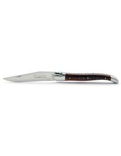 Laguiole pliant, 12 cm, abeille forgée, lame seule, mitres inox mat, manche en bois d'amourette 2