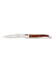 Laguiole pliant, 12 cm, abeille forgée, lame seule, ciselé dessus-dessous, mitres inox brilant, manche bois d'amourette 2