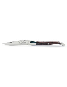 Laguiole pliant, 12 cm, abeille forgée, lame seule, mitres inox brillant, manche en bois d'amourette 2
