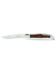 Laguiole pliant, 12 cm, abeille forgée, lame & tire-bouchon, mitres inox brillant, manche bois d'amourette 2