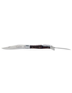 Laguiole pliant, 12 cm, abeille forgée, lame & tire-bouchon & poinçon, mitres inox mat, manche bois d'amourette 2